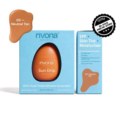 Rivona Naturals Sundrip 100% Mineral Fluid Tinted Sunscreen SPF 50 PA ++ - 05 Neutral Tan