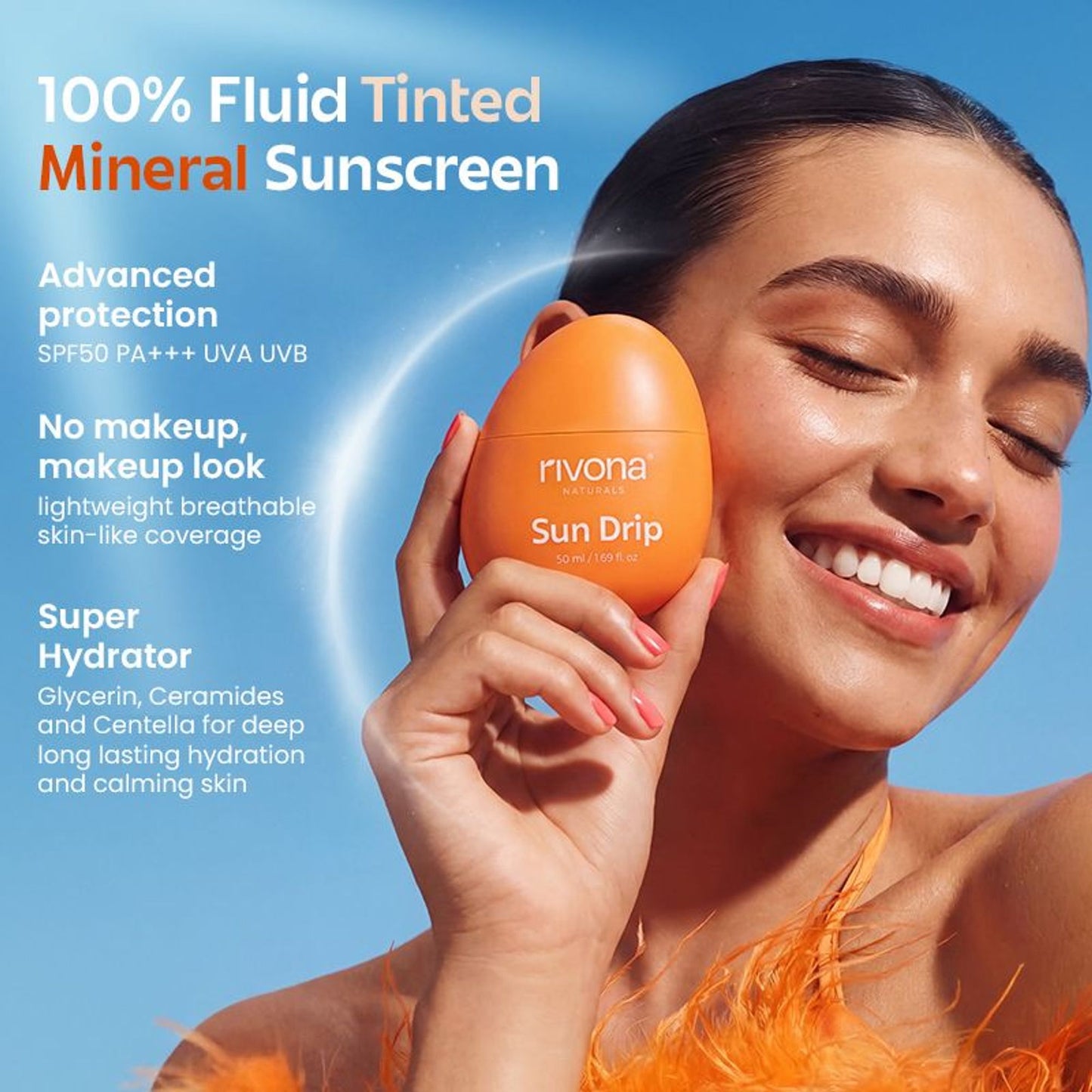 Rivona Naturals Sundrip 100% Mineral Fluid Tinted Sunscreen SPF 50 PA ++ - 05 Neutral Tan