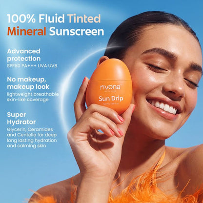 Rivona Naturals Sundrip 100% Mineral Fluid Tinted Sunscreen SPF 50 PA ++ - 05 Neutral Tan