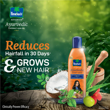 Parachute Advansed Ayurvedic Coconut Hair Oil, Hair Fall Control, Reduces Dandruff & Split End