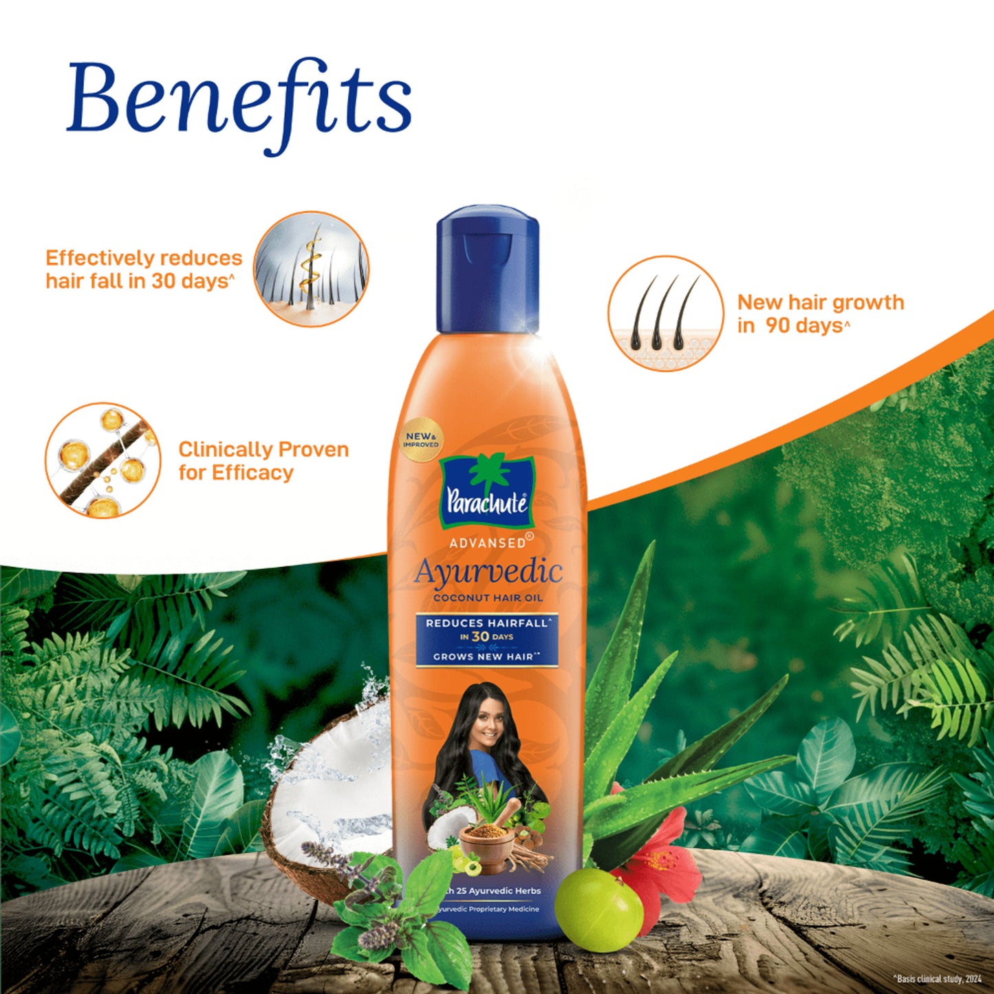 Parachute Advansed Ayurvedic Coconut Hair Oil, Hair Fall Control, Reduces Dandruff & Split End