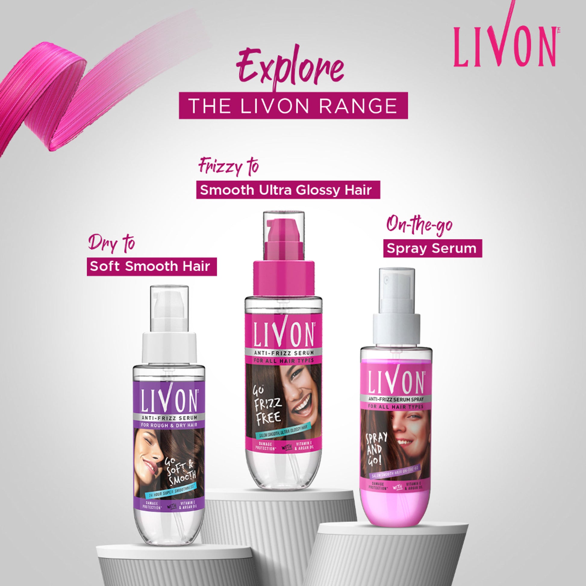Livon Hair Serum for Women & Men All Hair Types Smooth, Frizz free & Glossy Hair