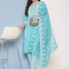 Dhiyona IE Floral Printed Sequinned Pure Cotton Straight Kurta With Trousers & Dupatta