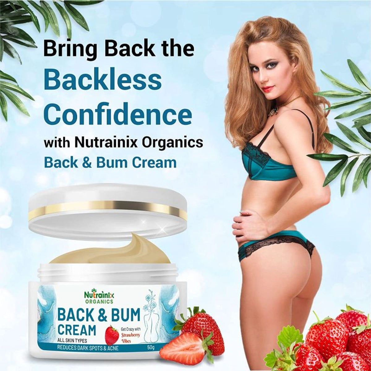 Nutrainix Organics Back & Bum Scrub And Cream Reduce Dark Spots & Acne Removal Combo Set Of 2