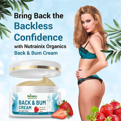 Nutrainix Organics Back & Bum Scrub And Cream Reduce Dark Spots & Acne Removal Combo Set Of 2