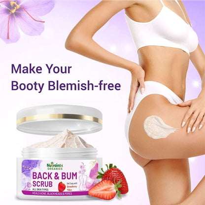 Nutrainix Organics Back & Bum Scrub And Cream Reduce Dark Spots & Acne Removal Combo Set Of 2