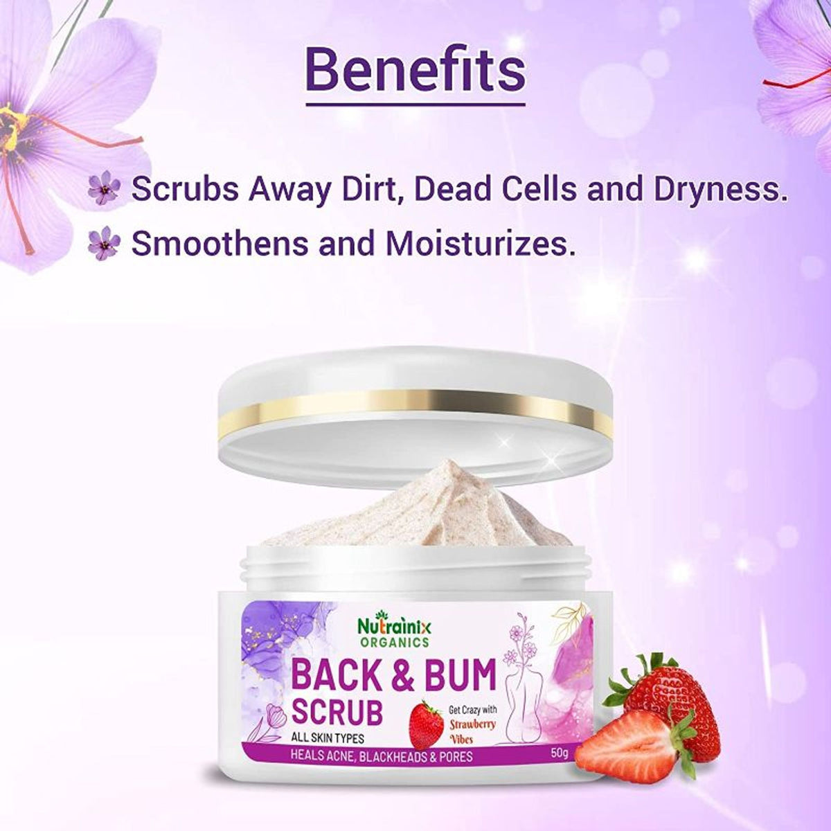 Nutrainix Organics Back & Bum Scrub And Cream Reduce Dark Spots & Acne Removal Combo Set Of 2