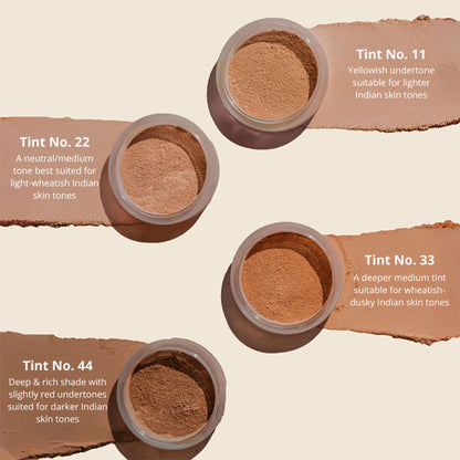Sandiva SPF Top-Up Loose Powder with Zinc Oxide, SPF 30+ PA++++, tinted in shade 33, providing UV protection without white cast
