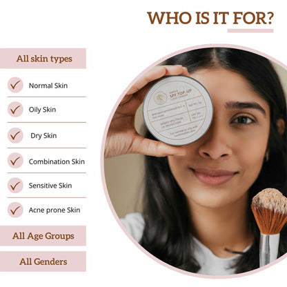 Sandiva SPF Top-Up Loose Powder with Zinc Oxide in Tint 44, SPF 30+ PA++++, UV protection, no white cast, natural finish.
