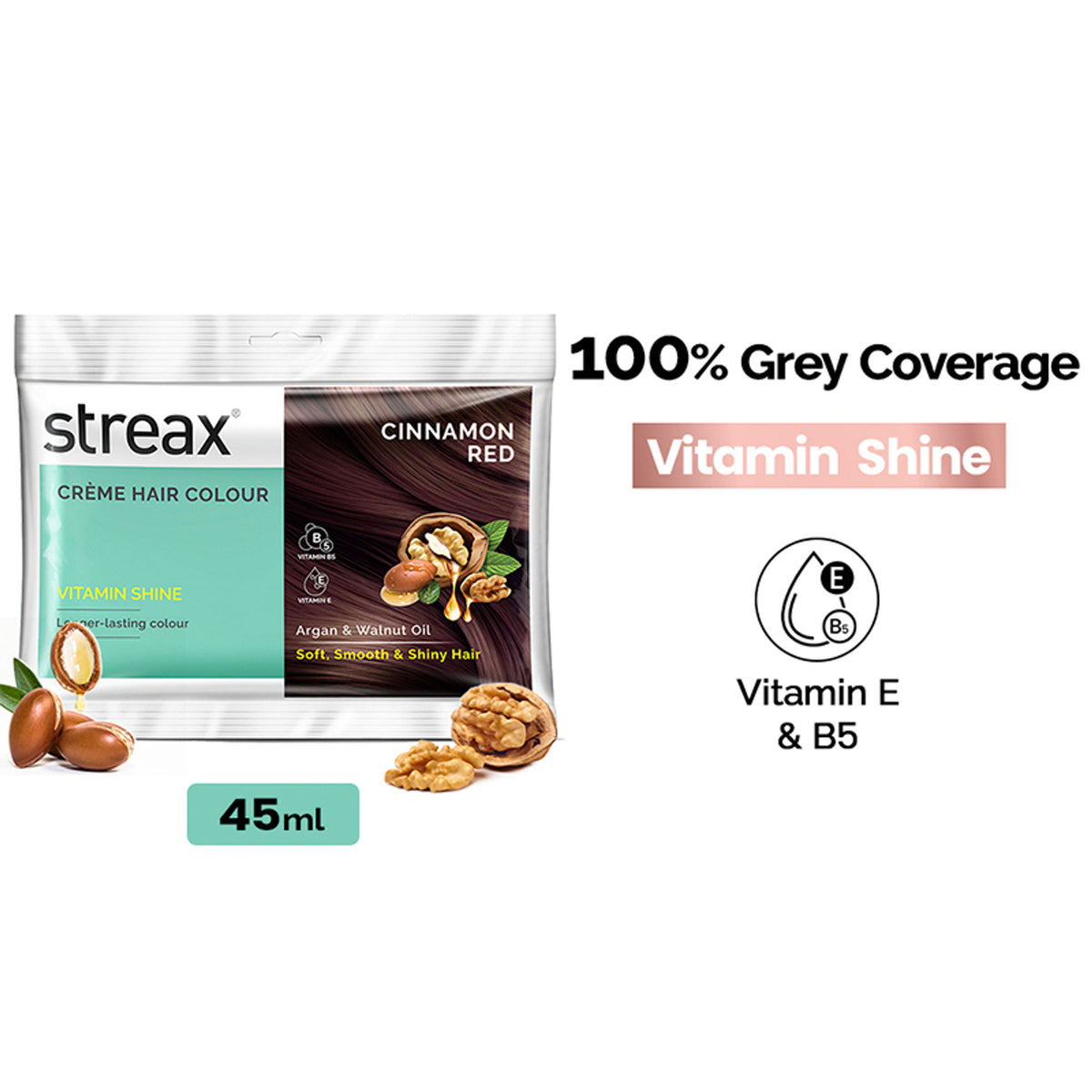 Streax Cream Hair Colour With 100% Grey Coverage & No Ammonia - 5.66 Cinnamon Red