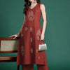 Dhiyona IE Ethnic Motifs Embroidered Pure Cotton Kurta with Palazzos