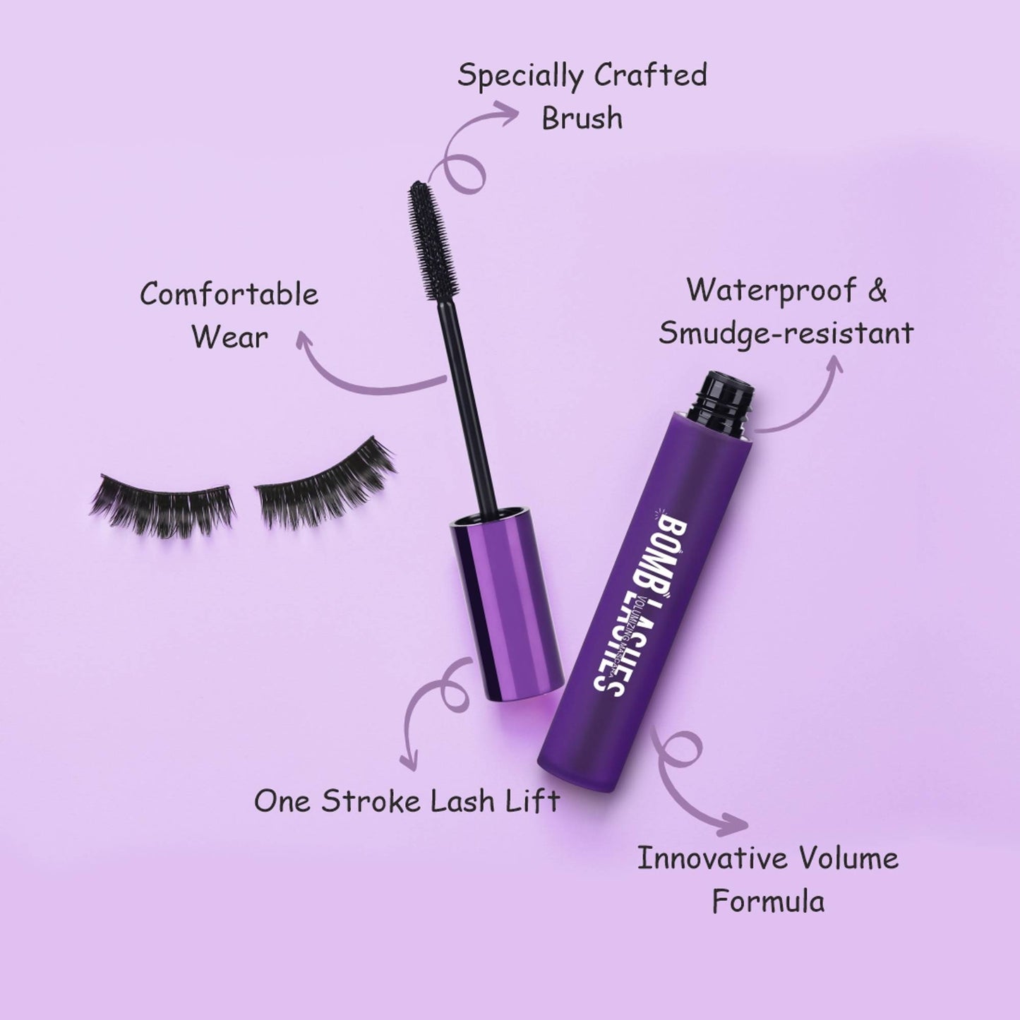 Matt look Bomb Lashes Volumizing Mascara - Black