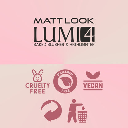 Matt look Lumi 4 Baked Blusher & Highlighter - Dewy Rose