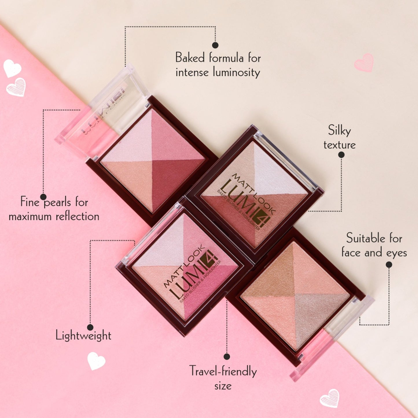 Matt look Lumi 4 Baked Blusher & Highlighter - Goddess Dust