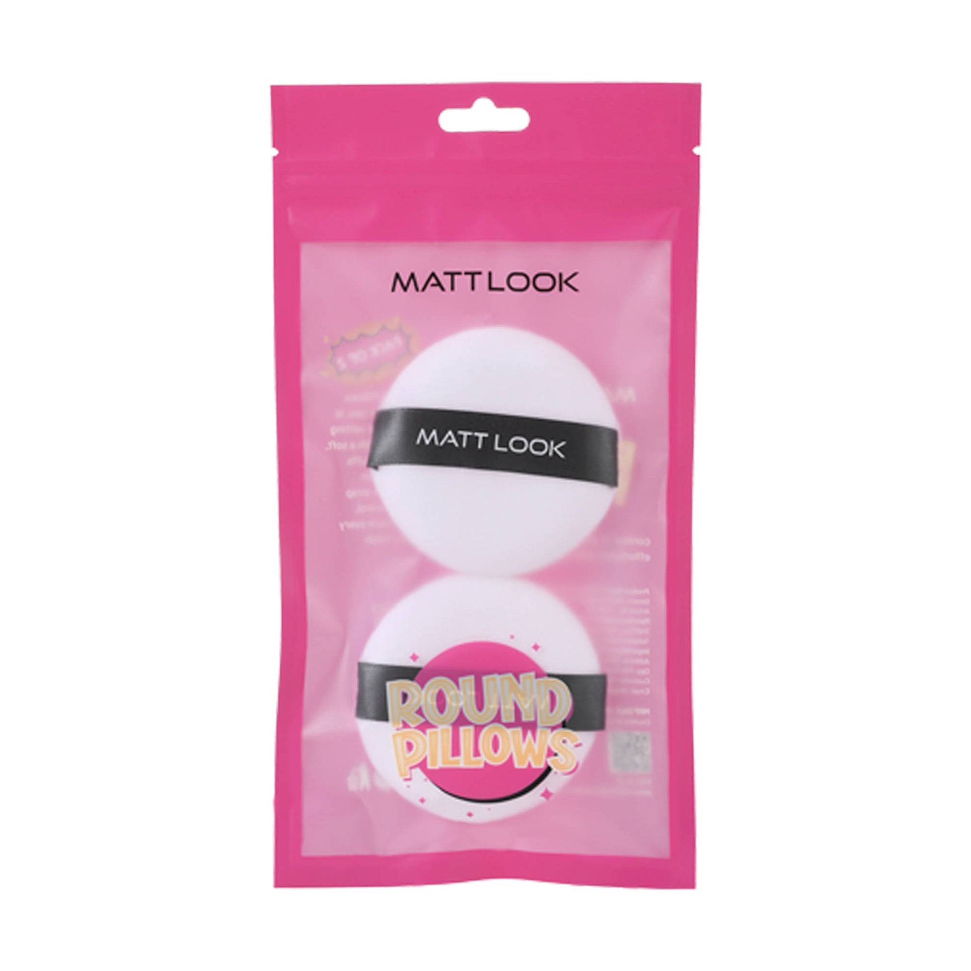 Matt look Round Pillows Powder White Puff - Pack Of 2