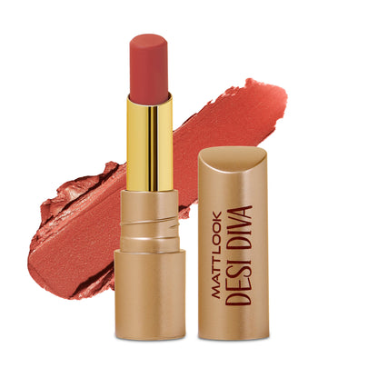 Matt look Desi Diva HD Matte Lipstick - Sunset Nude-23