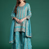 Dhiyona IE Ethnic Motifs Embroidered Sequinned Kurta with Palazzos & With Dupatta