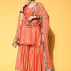 Indyancart VA Ethnic Motifs Embroidered Thread Work Kurta with Sharara & Dupatta