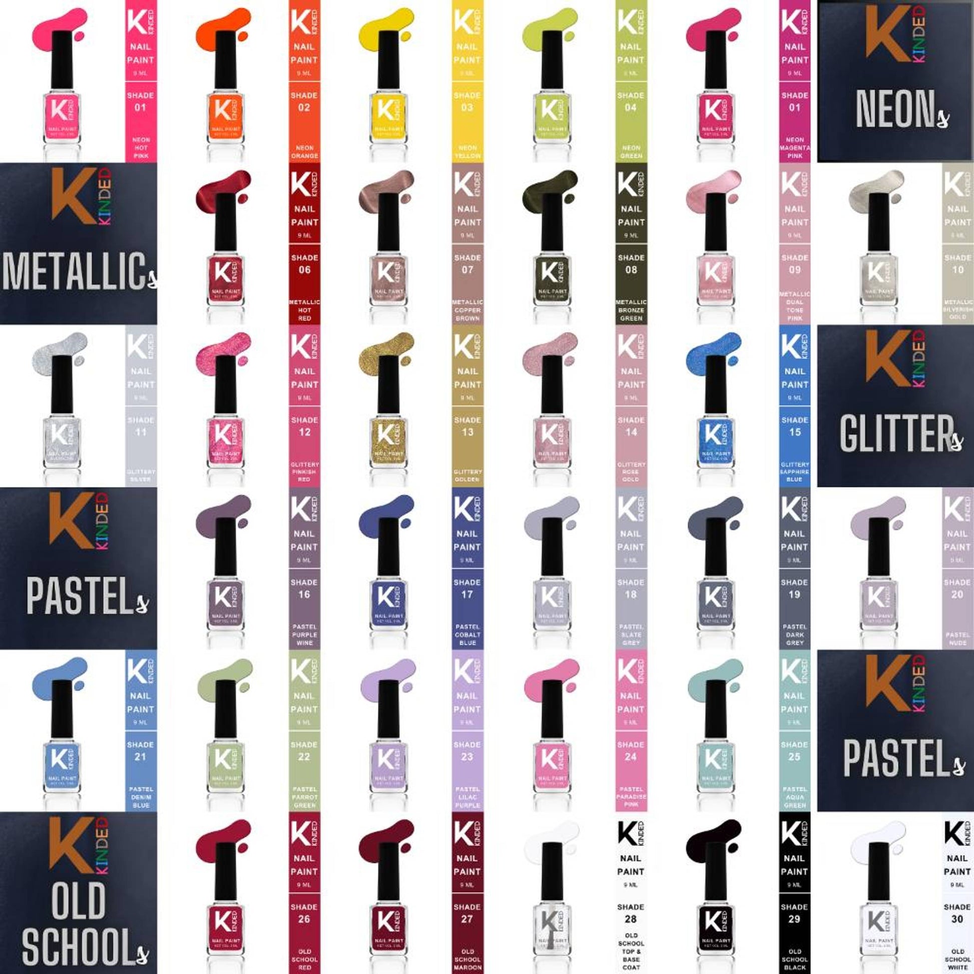 KINDED Nail Paint Nail Polish Metallic Finish - Combo of 5 Chrome