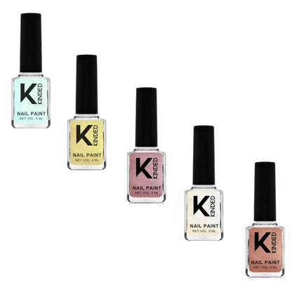 KINDED Nail Paint Nail Polish Metallic Finish - Combo of 5 Chrome