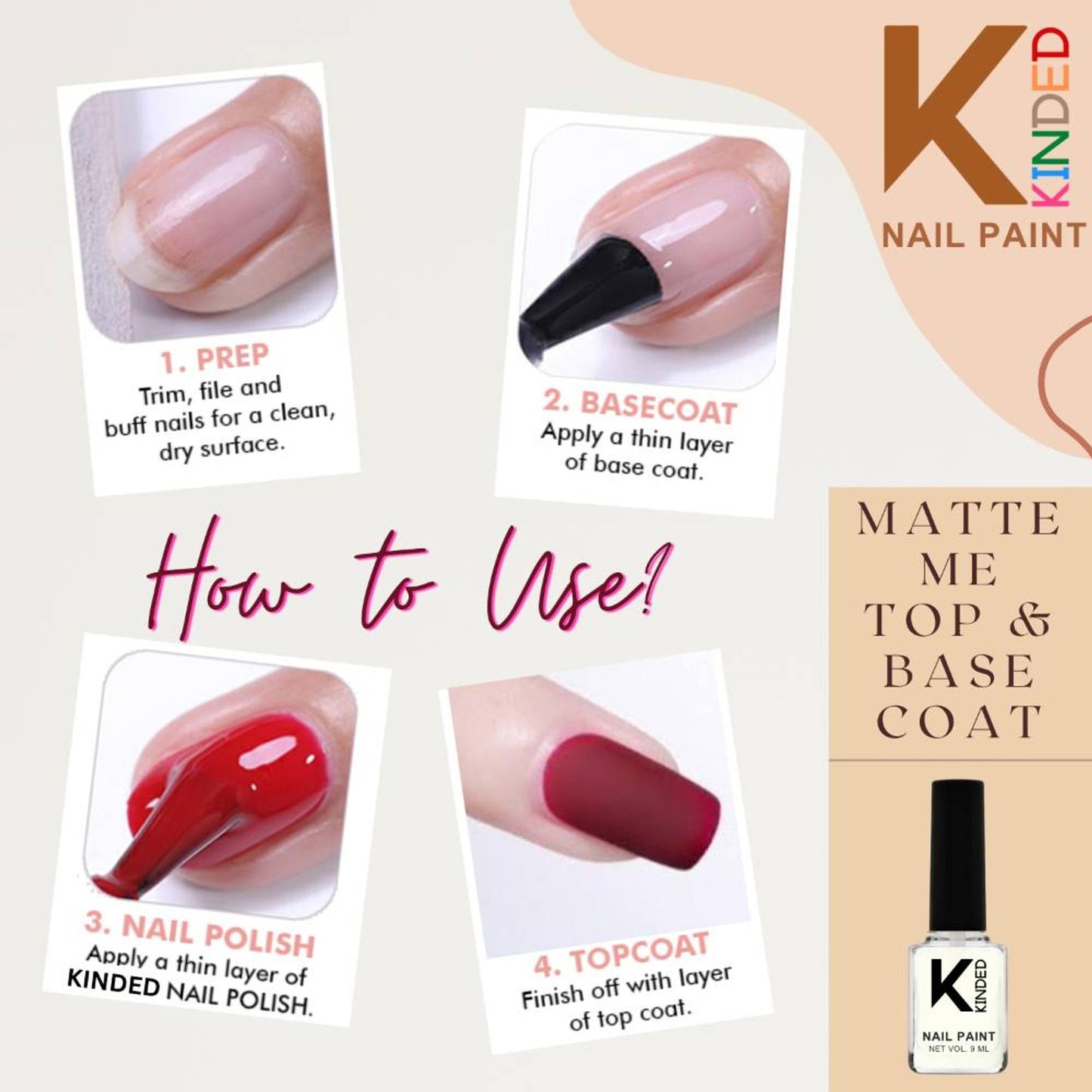 KINDED Nail Paint Nail Polish Matte Finish - Combo of 5 Matte Me