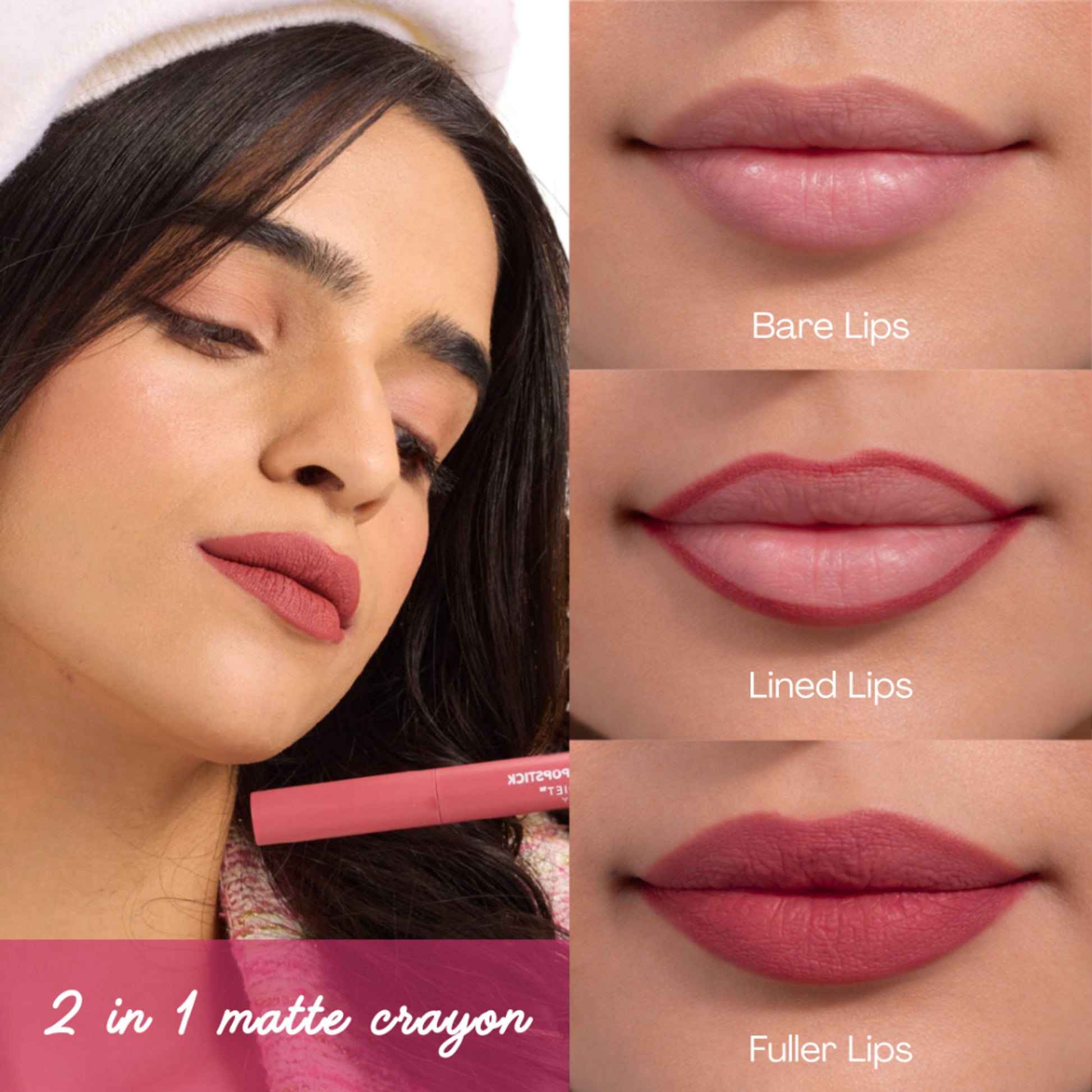 The Skin Diet Company Matte Barrier Popstick - Lipstick + Lip Liner - Paris Rose