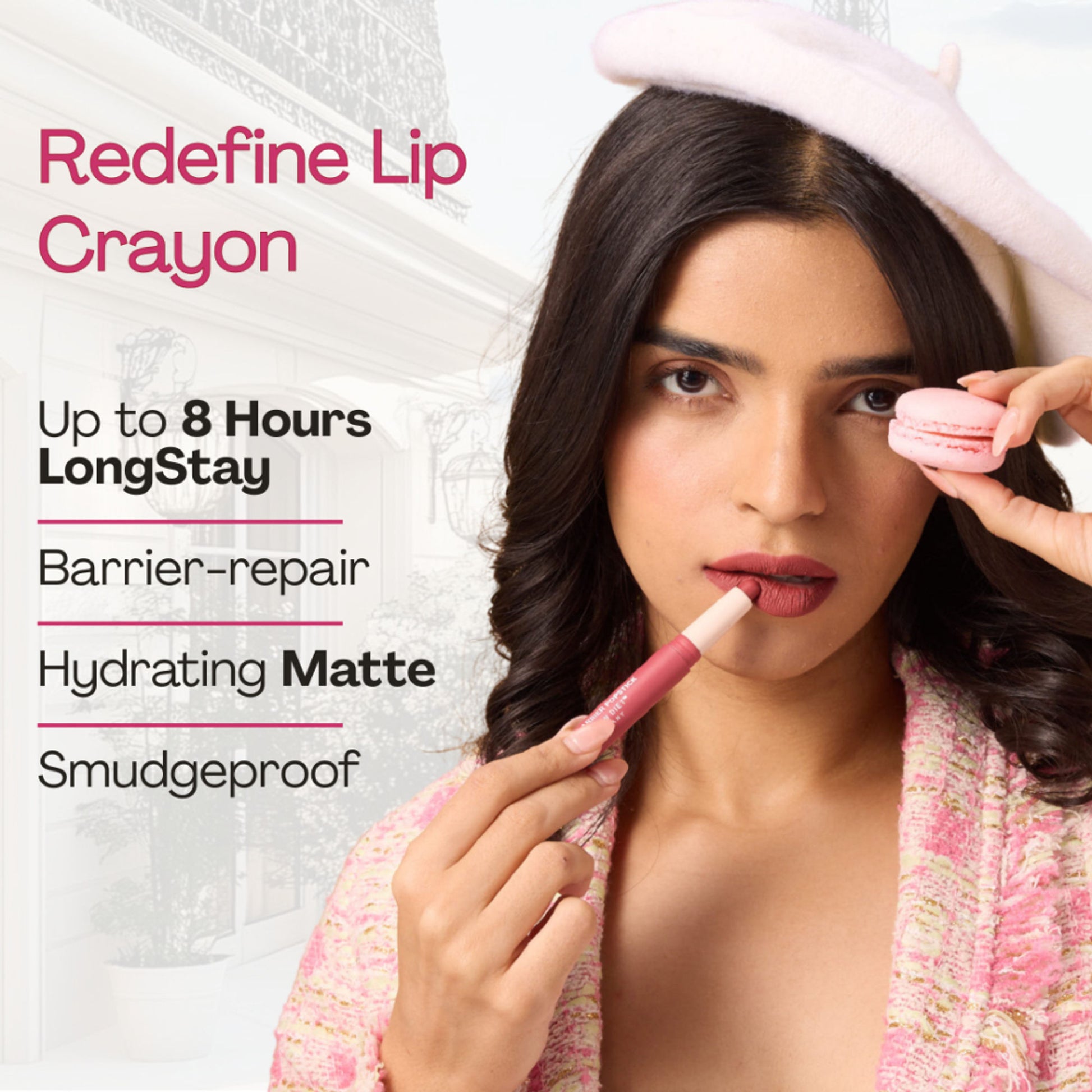 The Skin Diet Company Matte Barrier Popstick - Lipstick + Lip Liner - Paris Rose