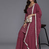 Indyancart IE Women Embroidered Straight Sequinned Kurta with Sharara & With Dupatta