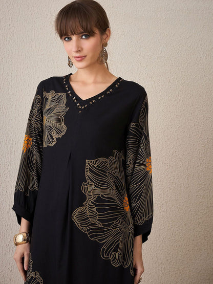 Indyancart IE Floral Printed V-Neck Tunic With Palazzo