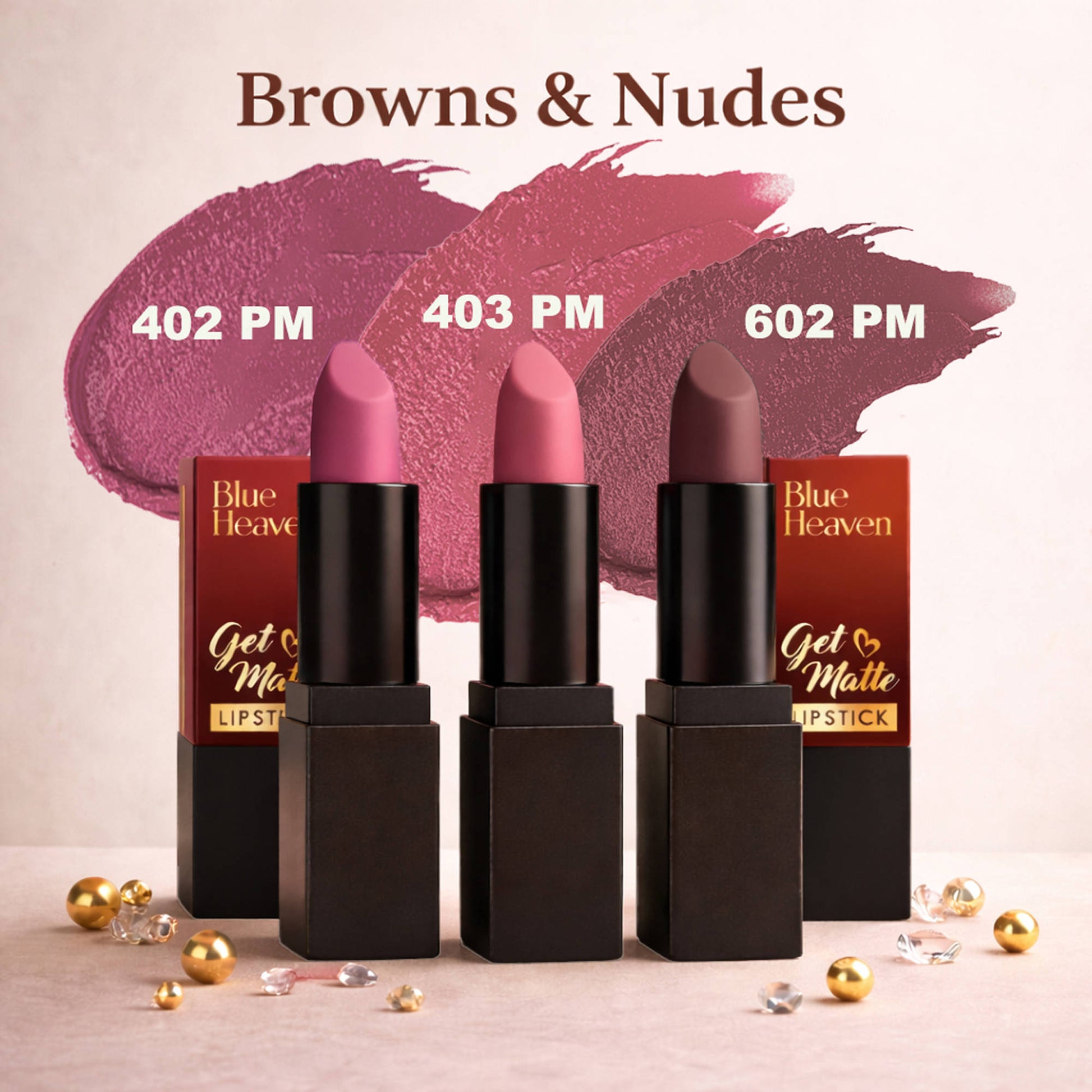 Blue Heaven Get Matte Lipstick Pack Of 3 - Brown
