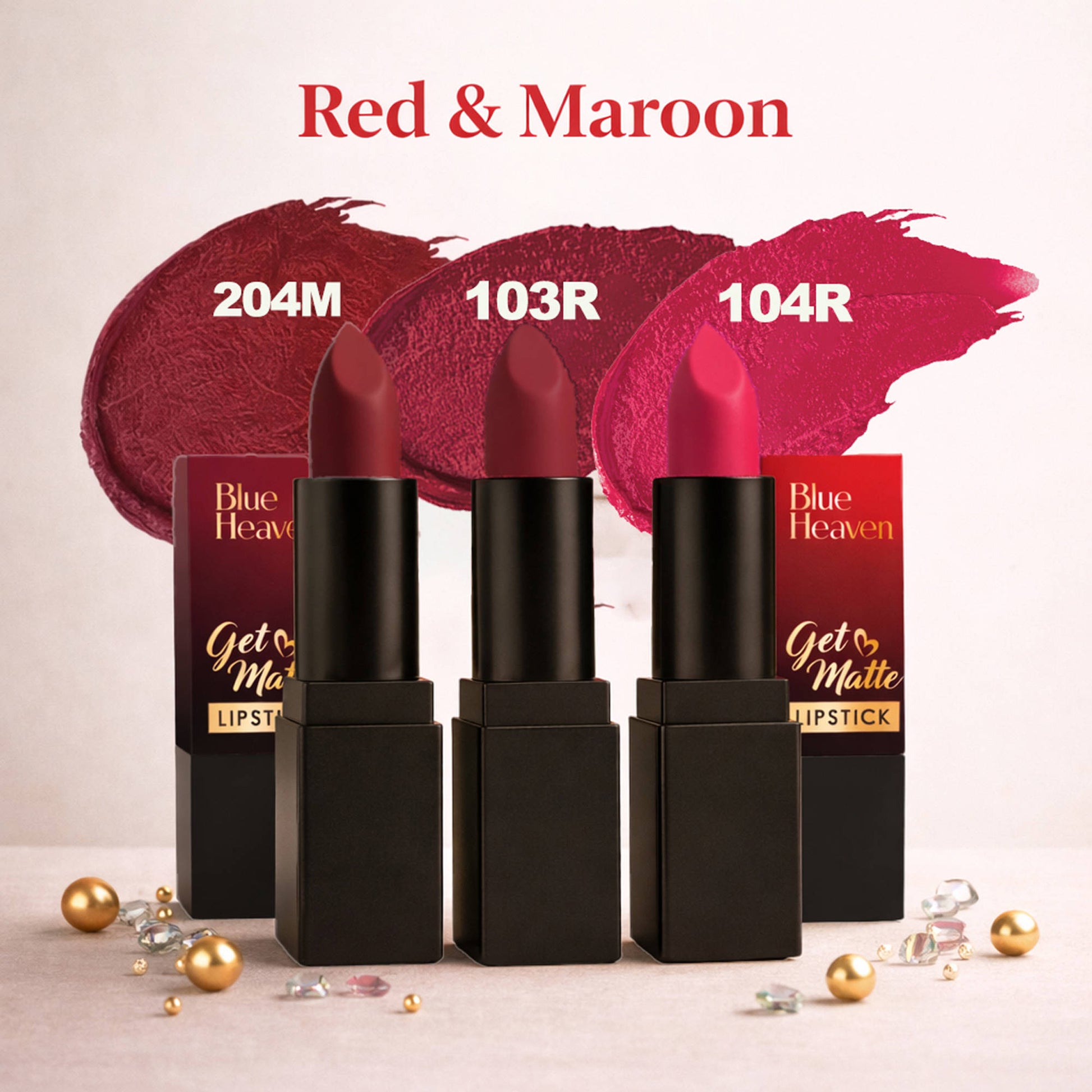 Blue Heaven Get Matte Lipstick Pack Of 3 - Red