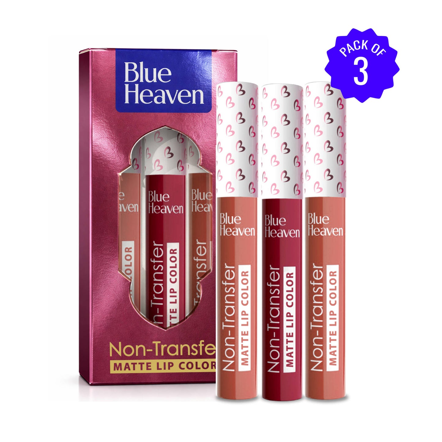 Blue Heaven Non Transfer Lip Color Pack Of 3 - Brown
