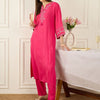 Dhiyona IE Embroidered V-Neck Three-Quarter Sleeves Pure Cotton Tunic And Trousers