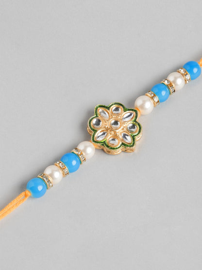 Anouk Unisex Set of 2 Beaded Bhai Bhabhi Rakhis With Roli & Chawal
