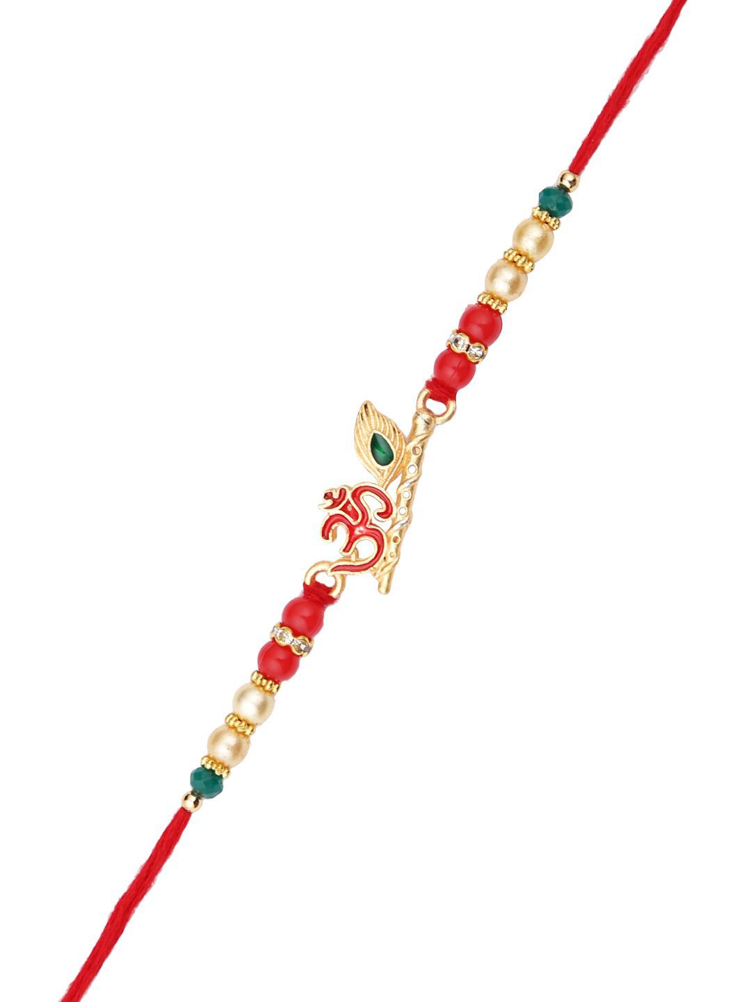Anouk Divine Om & Flute Thread Rakhi With Roli Chawal & Greetings Card