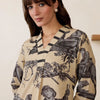 Indyancart IE Women Printed Regular Linen Kurta with Trousers