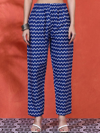 Indyancart SN Women's Floral Printed Pure Cotton A-Line Kurta & Trousers With Dupatta
