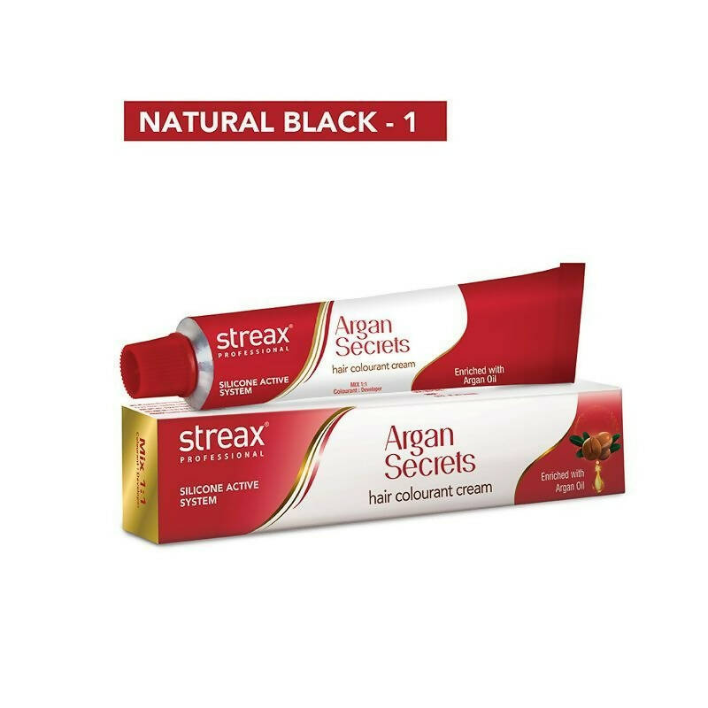 Streax Professional Argan Secrets Hair Colourant Cream - Natural Black 1 - Indyancart