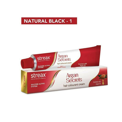 Streax Professional Argan Secrets Hair Colourant Cream - Natural Black 1 - Indyancart