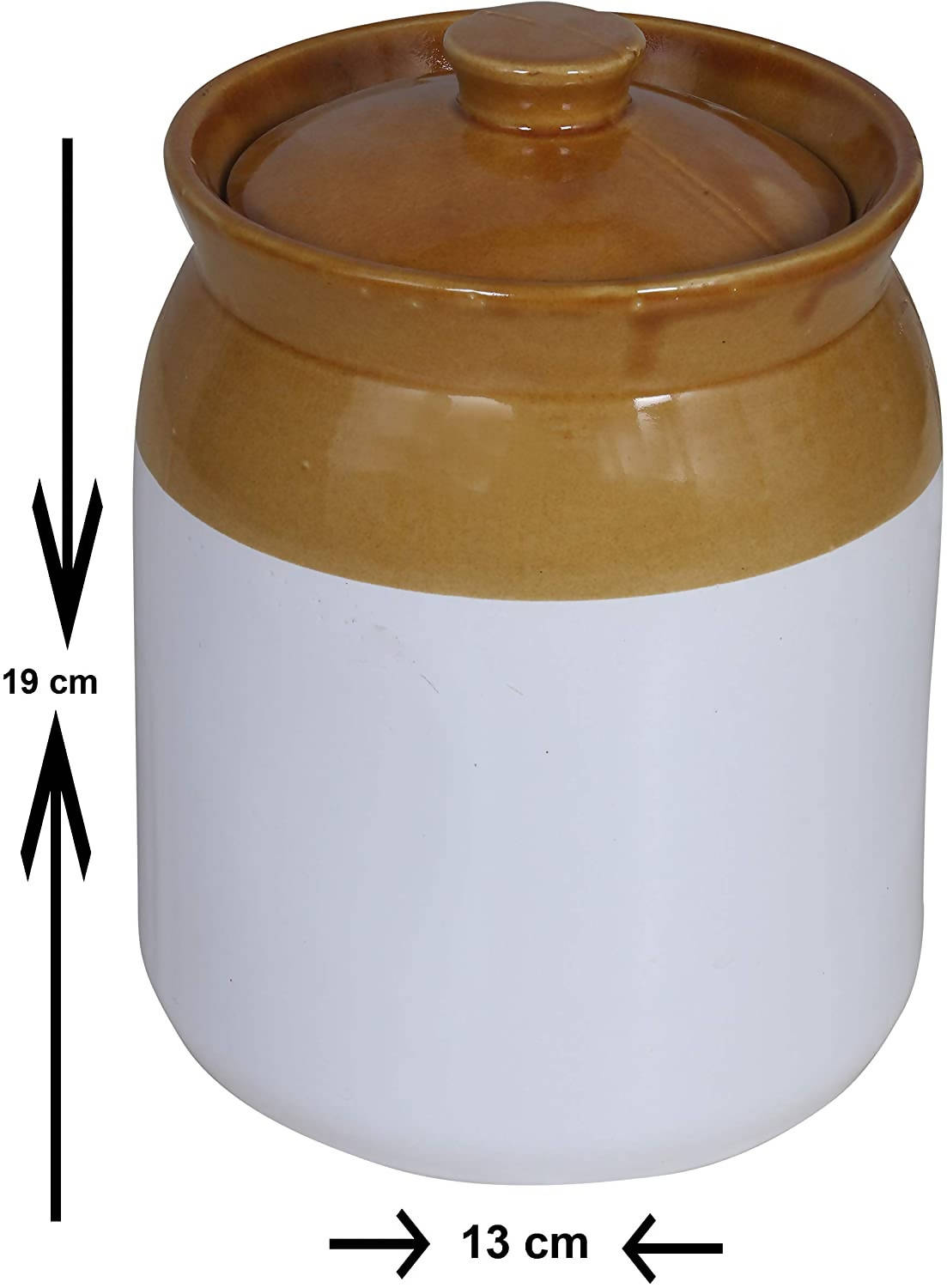 Raj Royal Cream Pottery Hand Painted Ceramic Cornichon Storage Jar for Pickle