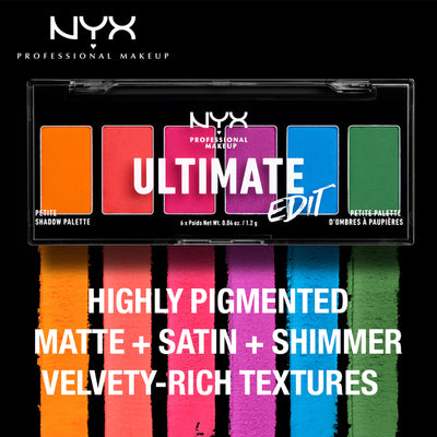 NYX Professional Makeup Ultimate Edit Petite 6 Color Shadow Palette Brights - Brights