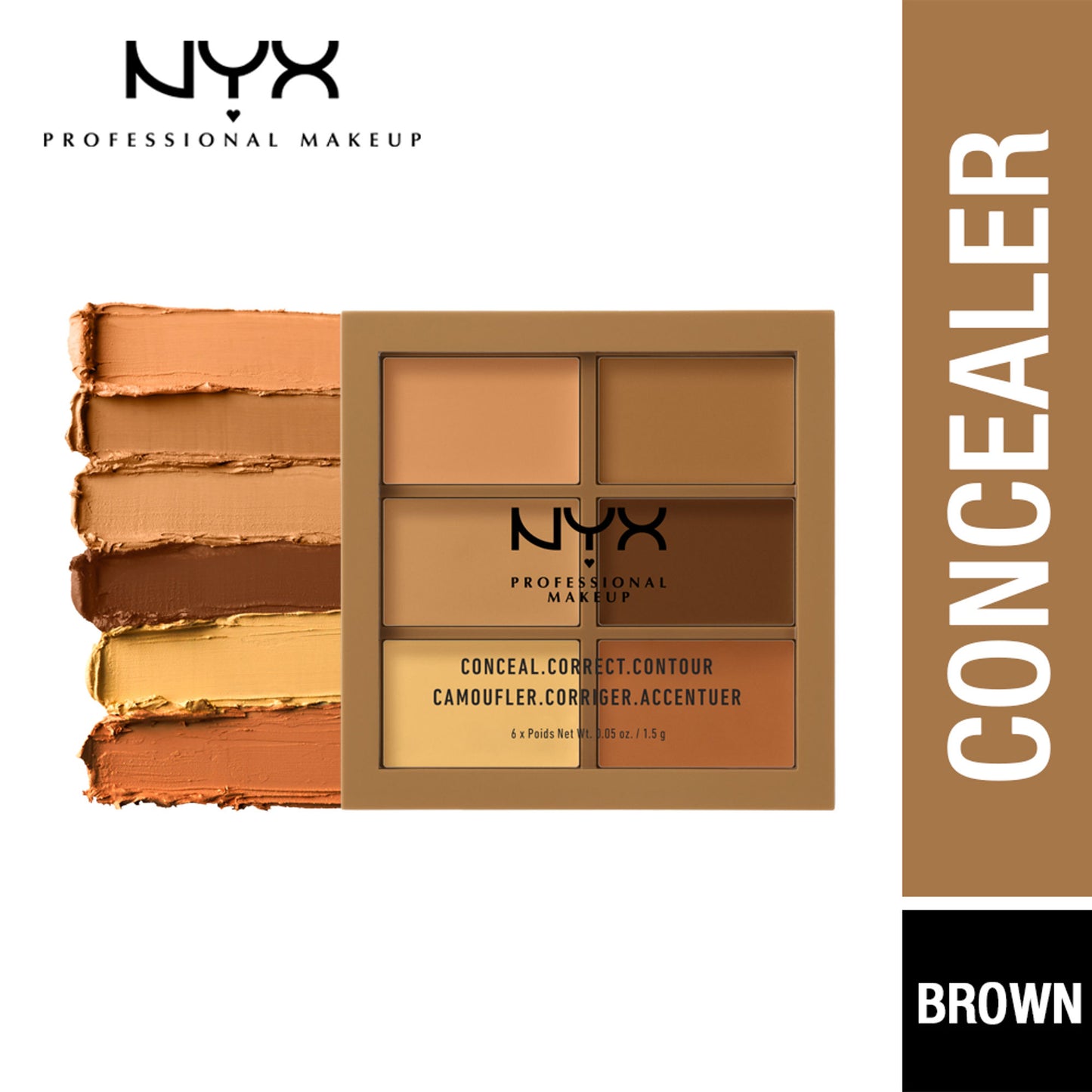 NYX Professional Makeup Conceal, Correct, Contour Palette - Light - 3CP03 Deep/Profond