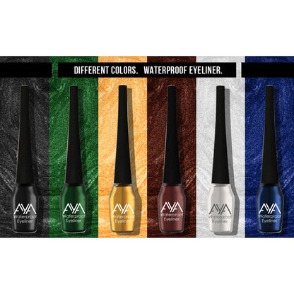 AYA Waterproof Eyeliner - Black, Brown, Blue, Green, Silver, Golden (Set of 6)