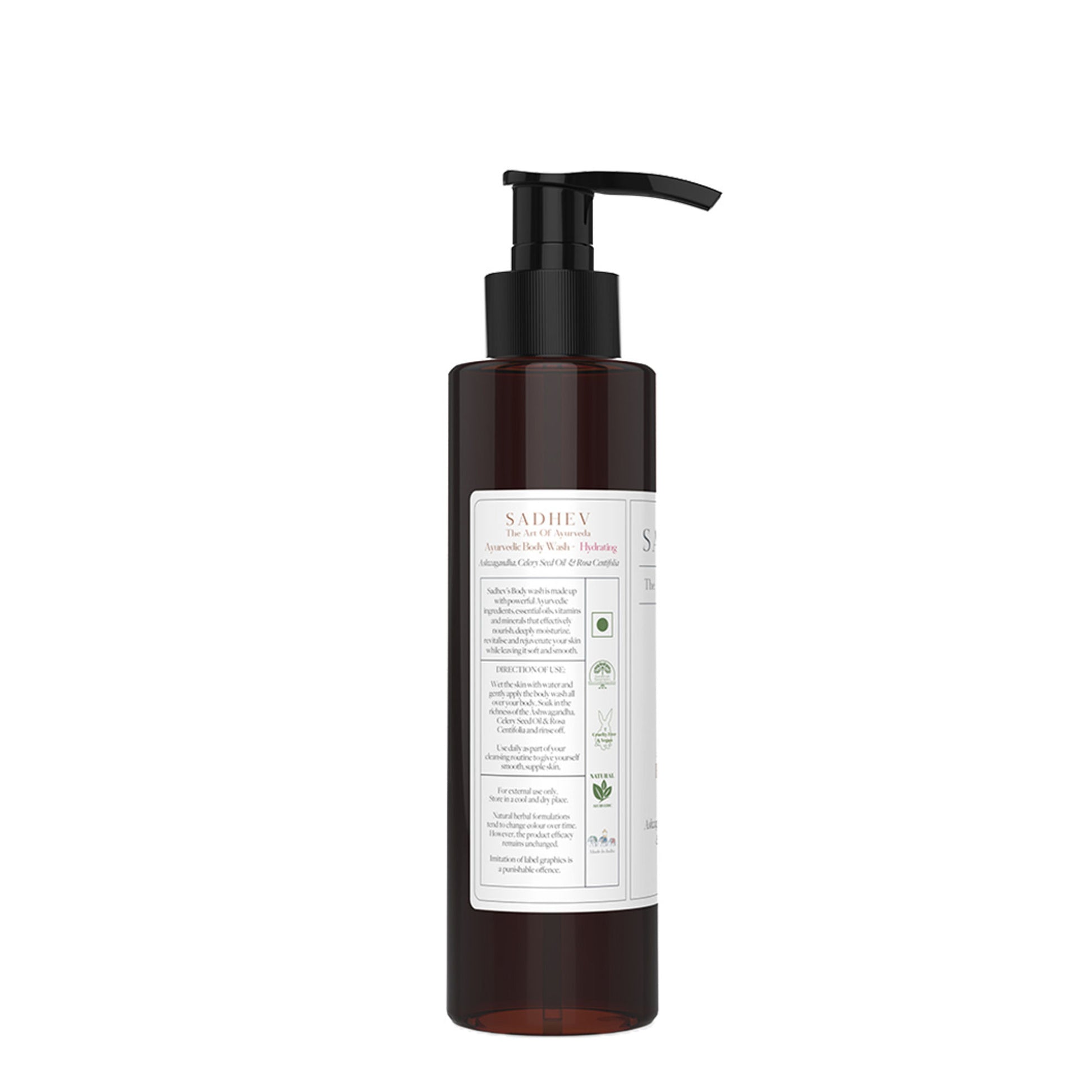 SADHEV Ayurvedic Ashwagandha, Celery Seed Oil & Rosa Centifolia Hydrating Body Wash