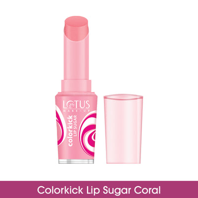Lotus Make-Up Colorkick Lip Color Sugar Rose, SPF 20, Shea Butter & Vitamin E, Exfoliating - Sugar Coral