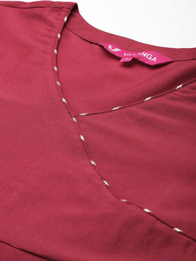 Indyancart VA Women's Angrakha Kurta with Trousers & With Dupatta
