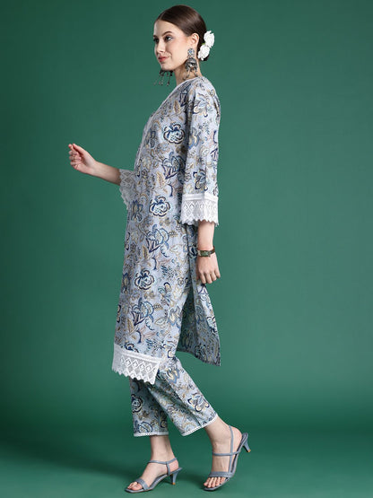 Indyancart IE Women Printed Pure Cotton Ethnic Co-Ords Set