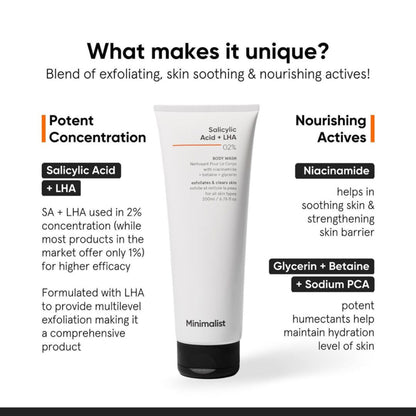 Minimalist Salicylic Acid & LHA 2% Body Wash With Niacinamide