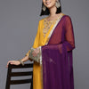 Dhiyona VA Women's Ethnic Motifs Embroidered Regular Gotta Patti Kurta with Trousers & Dupatta