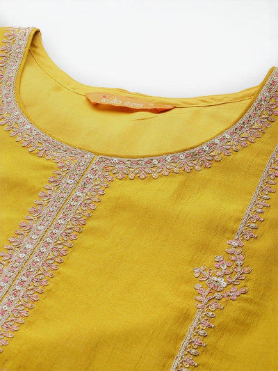 Dhiyona IE Ethnic Motifs Embroidered Regular Thread Work Kurta With Trouser And Dupatta